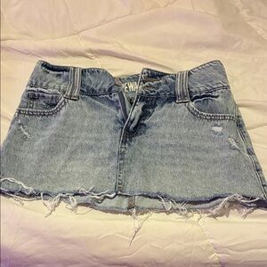 Rewash Light Blue Distressed Mini Skirt